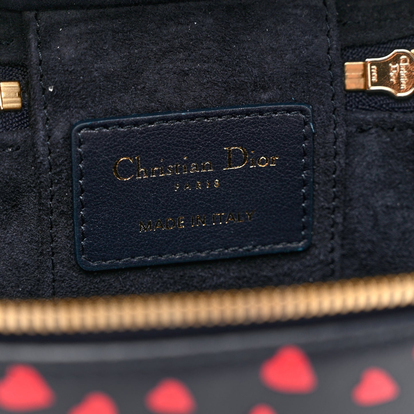 Lambskin Heart Print Micro Lady Dior Vanity Case Blue Red