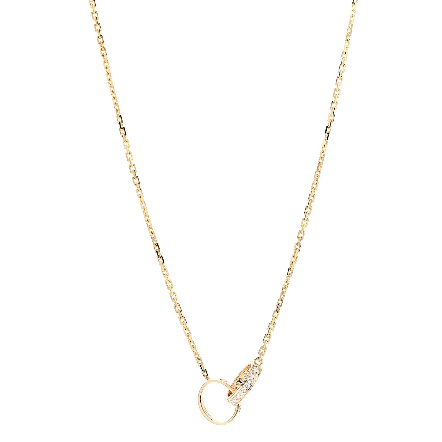 18K Yellow Gold Diamond Interlocking LOVE Necklace
