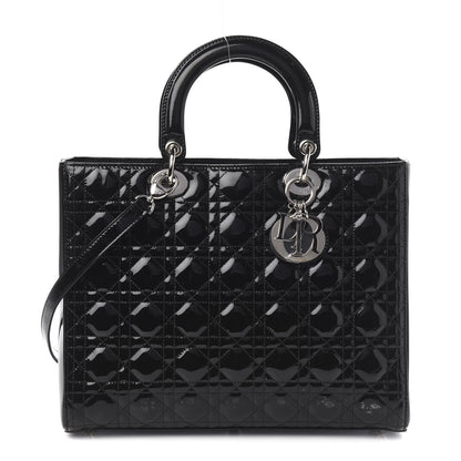 Christian Dior Patent Cannage Large Lady Dior Black 1 of 11