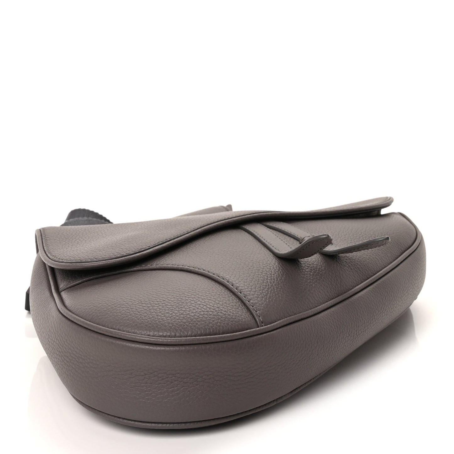 Grained Calfskin Mens Saddle Bag  Grey