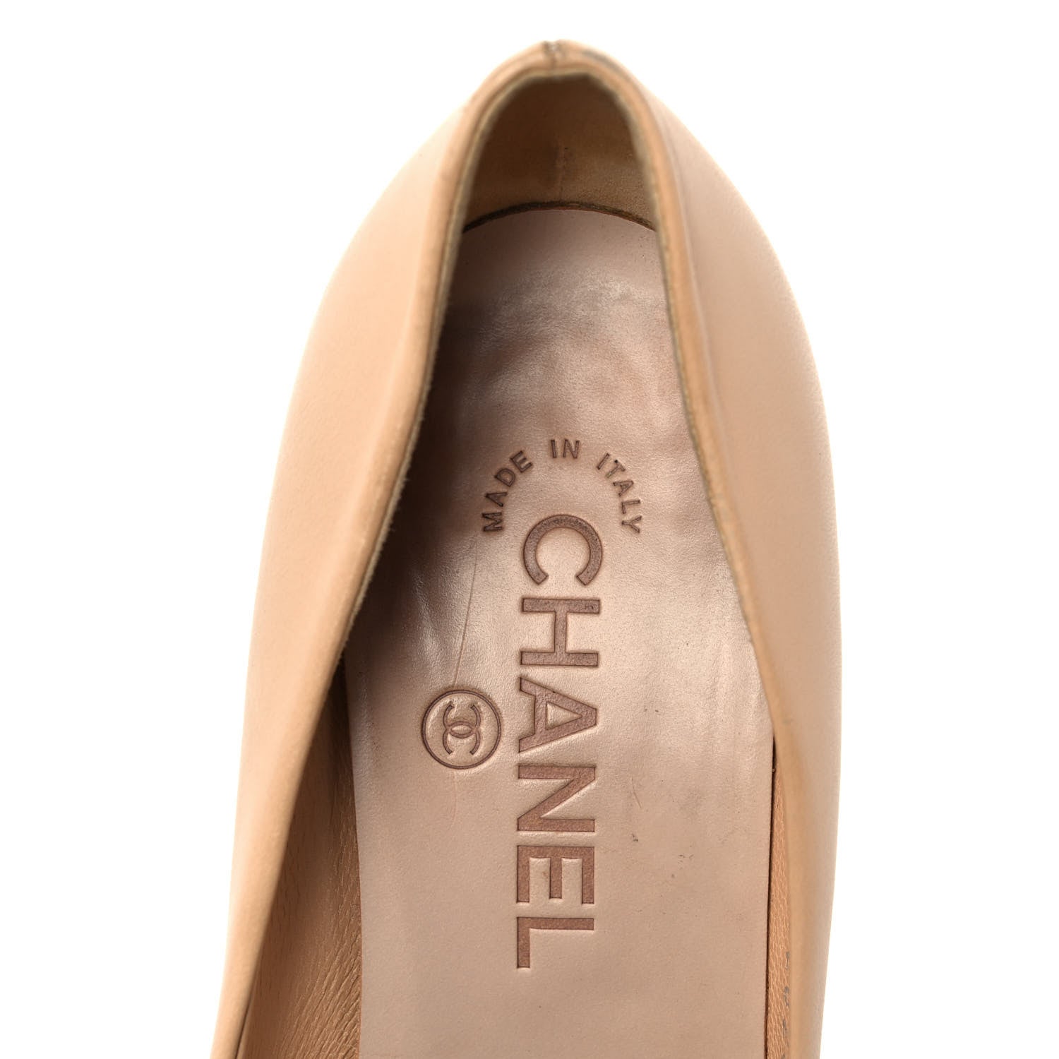 Chanel Lambskin CC Cap Toe Pumps 37.5 Beige Black 7 of 9