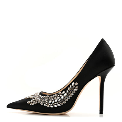 Jimmy Choo Satin Crystal Embellished Love 85mm Pumps 39 Black 1 of 11