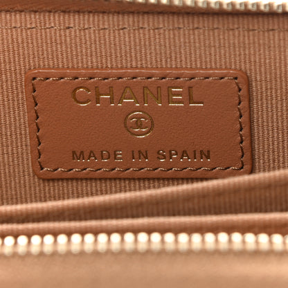 Chanel Lambskin Quilted Chanel 19 Zip Around Coin Purse Wallet Brown 6 of 10