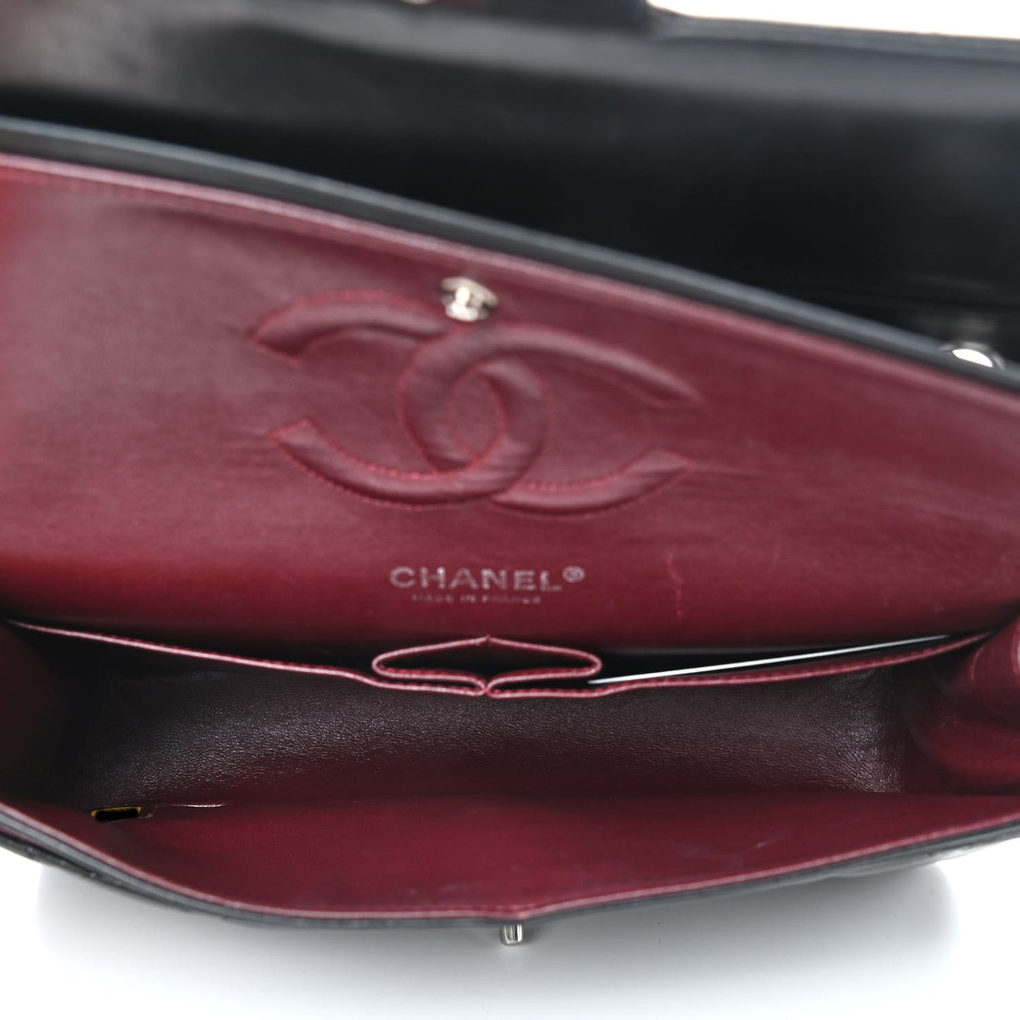 Lambskin Quilted Medium Double Flap Black