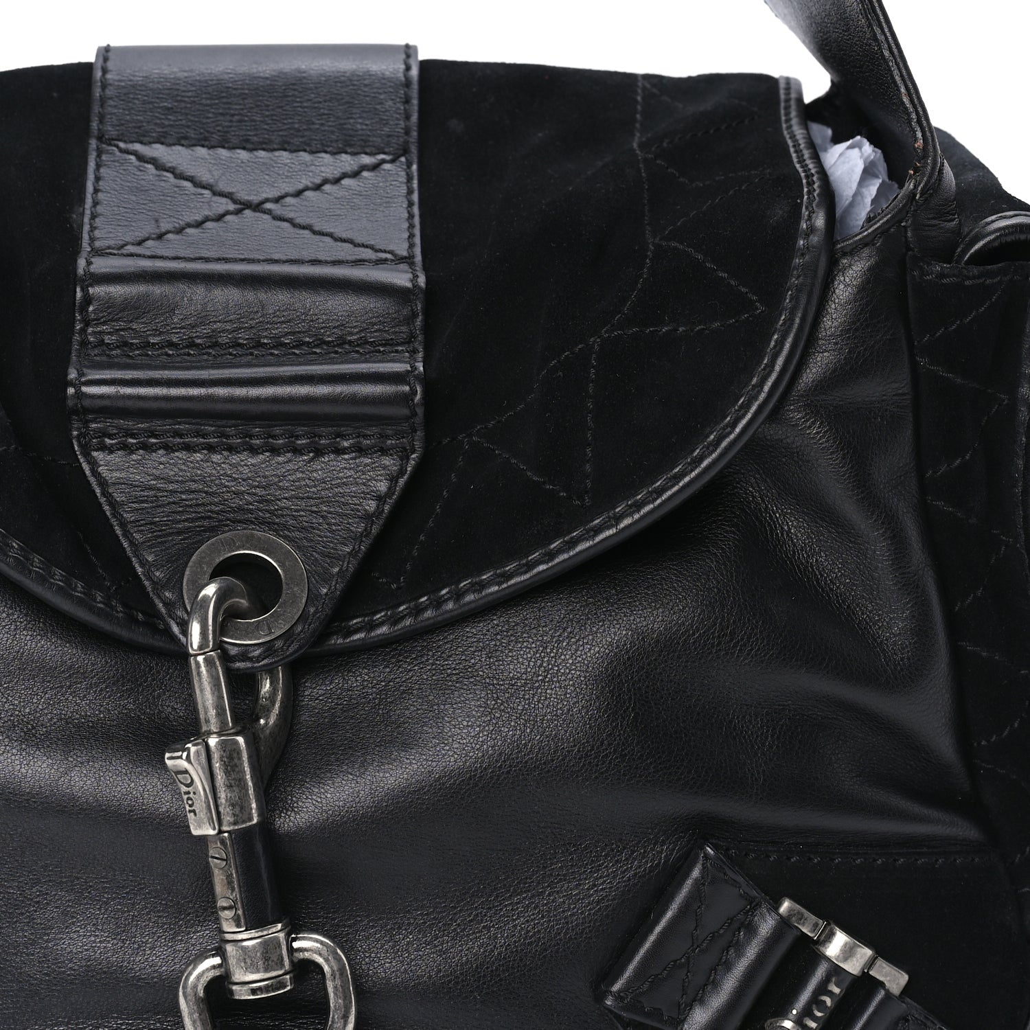 Christian Dior Calfskin Suede Rebelle Hobo Black 6 of 7