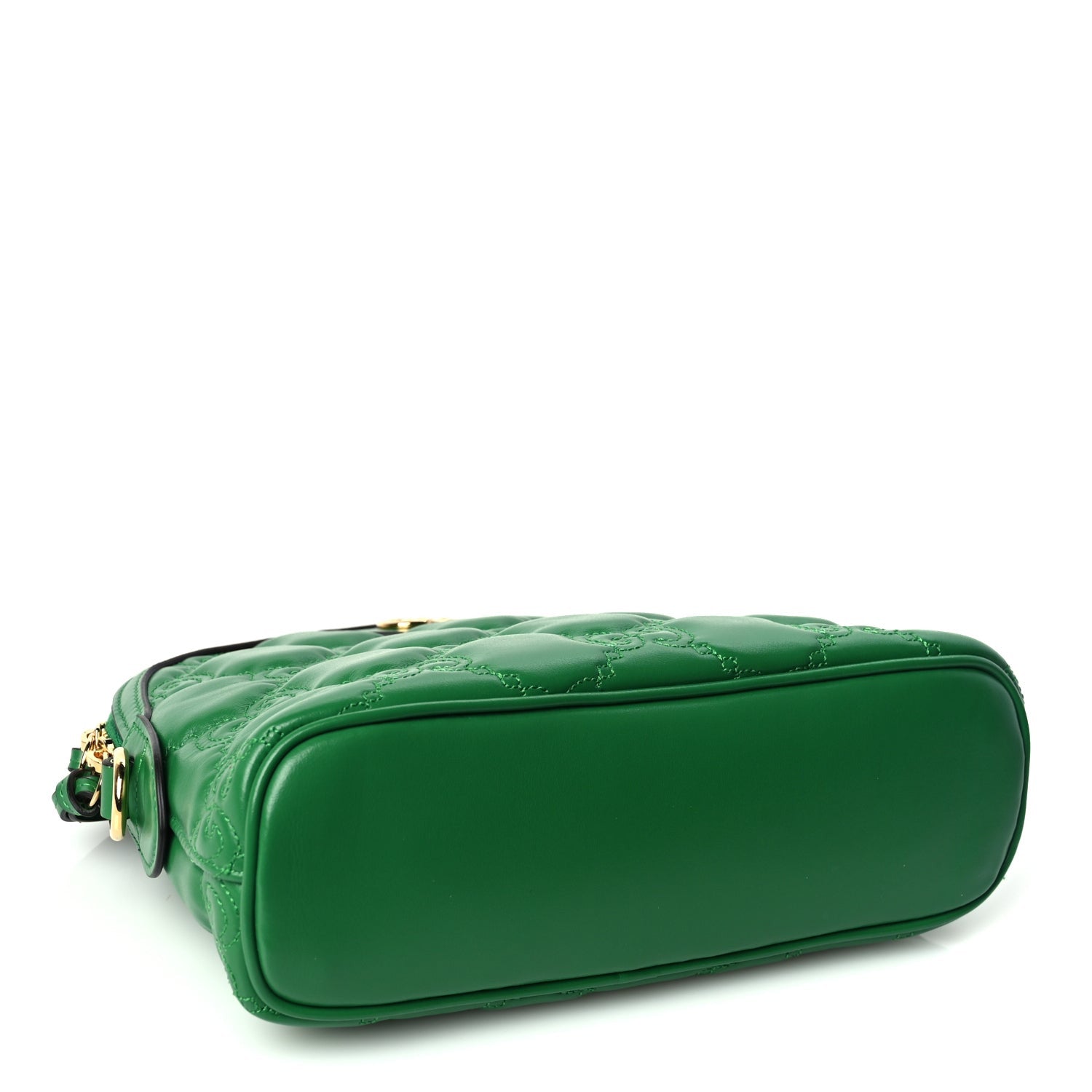 Gucci Calfskin GG Matelasse Small Dome Shoulder Bag Green Natural 3 of 8