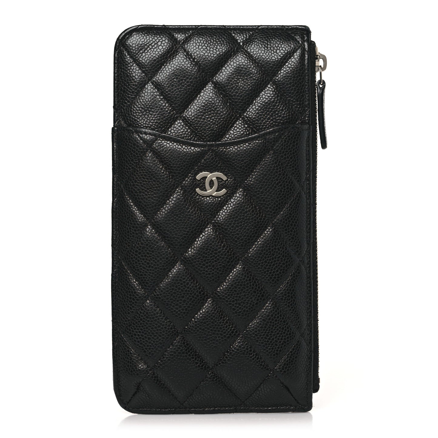 Caviar Quilted Classic Flat Wallet Pouch Black