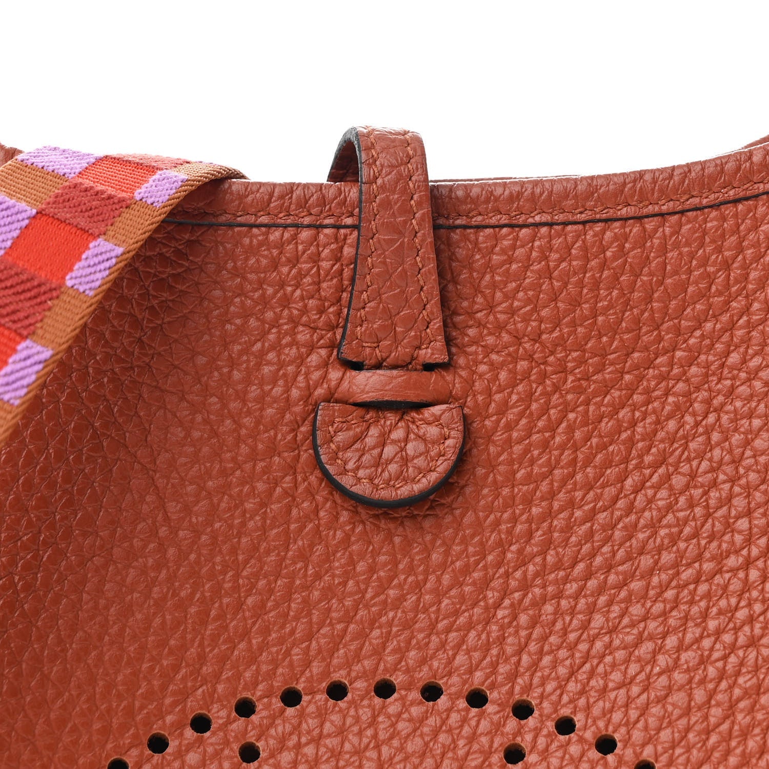 Hermes Taurillon Clemence Maxi Quadrille Evelyne TPM Cuivre Capucine Parme Rouge Duchess 7 of 7
