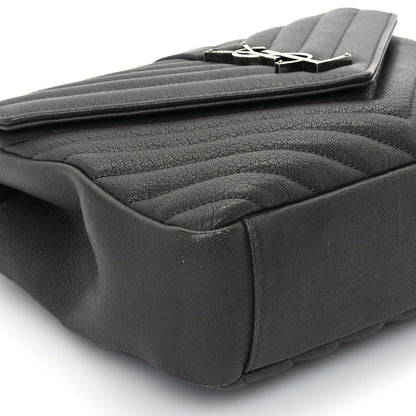 Saint Laurent Sheepskin Matelasse Chevron Monogram Medium College Satchel Dark Anthracite 7 of 8