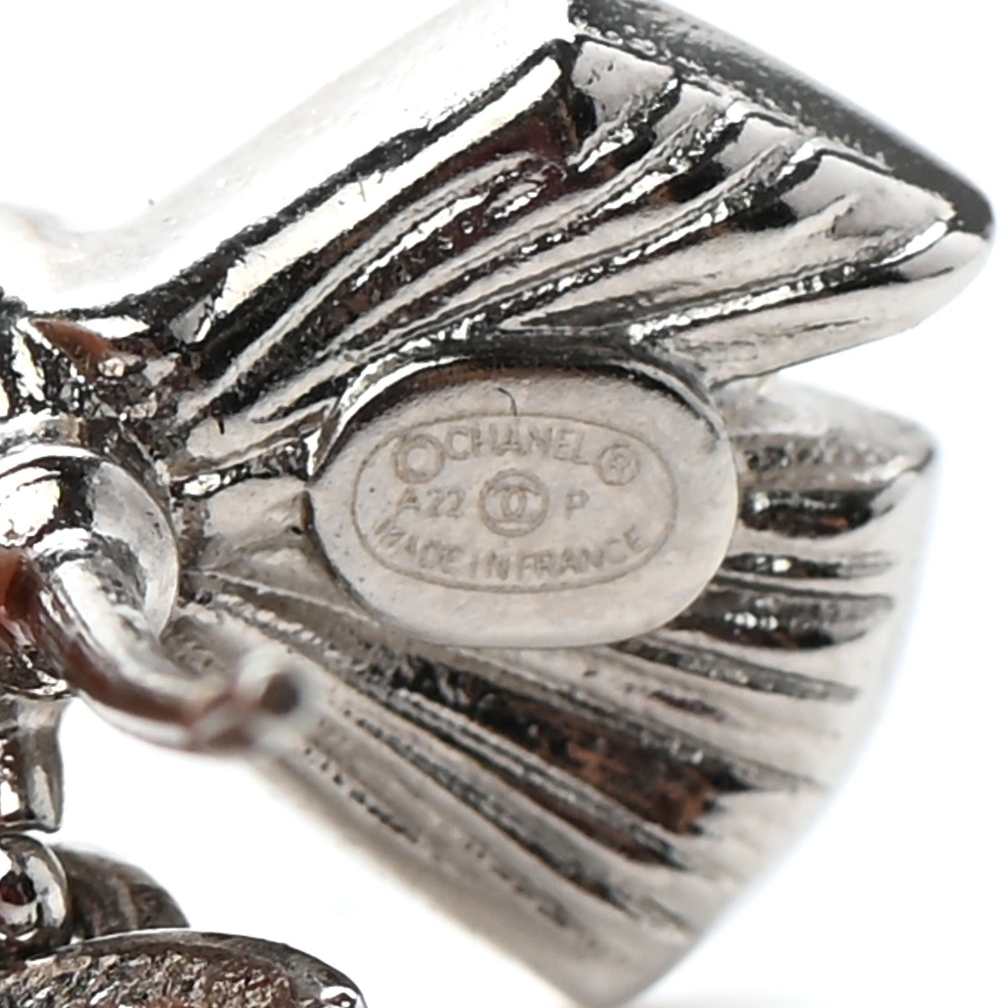 Crystal CC Bow Drop Earrings Silver