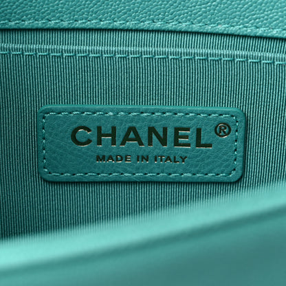 Chanel Caviar Chevron Quilted Small Boy Flap Green 6 of 10