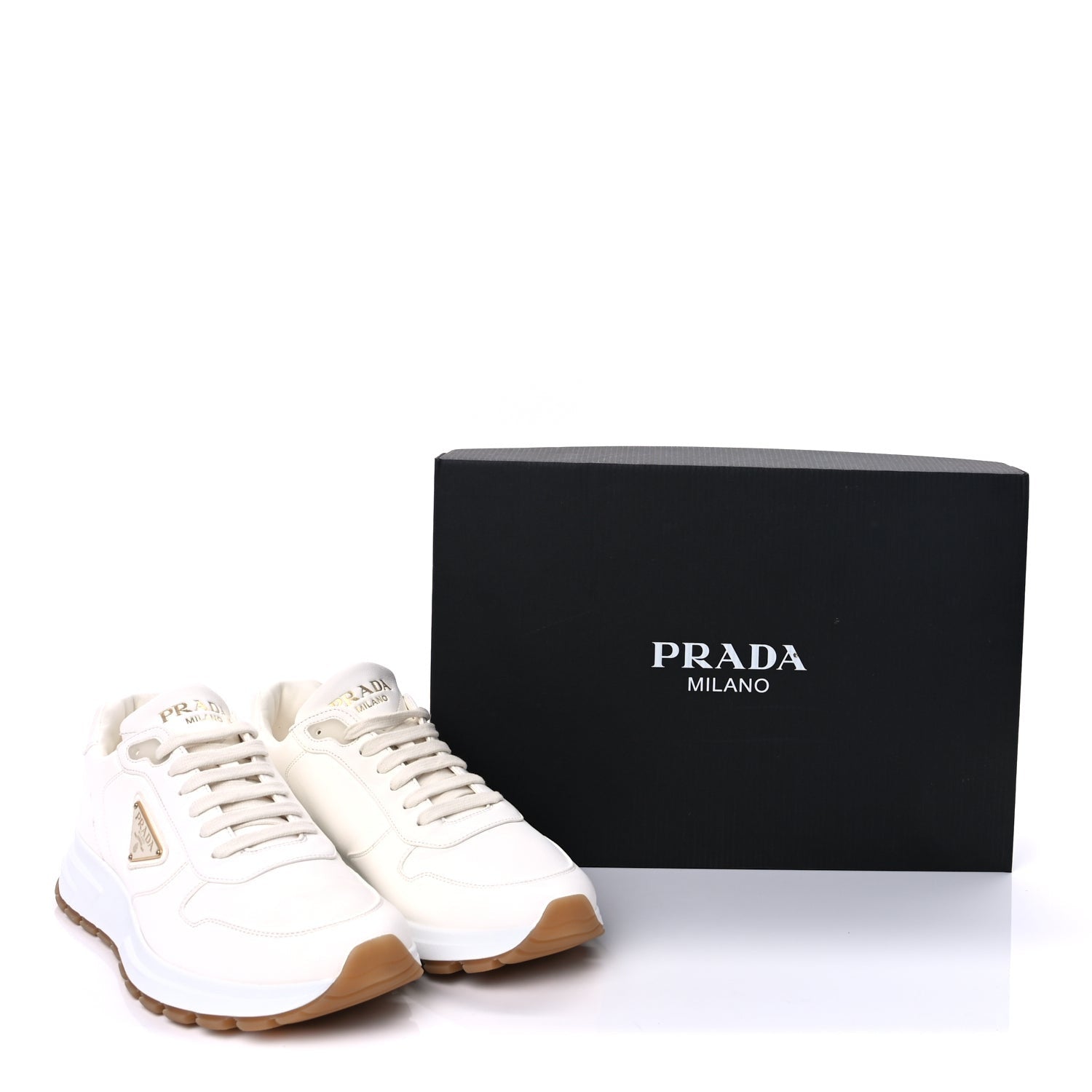 Prada Nappa Metal Triangle Logo Mens Prax 01 45mm Sneakers 42.5  Avorio 10 of 10