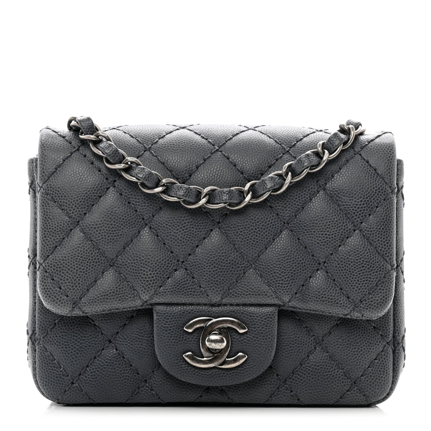 Chanel Caviar Quilted Mini Square Flap Dark Grey 1 of 10
