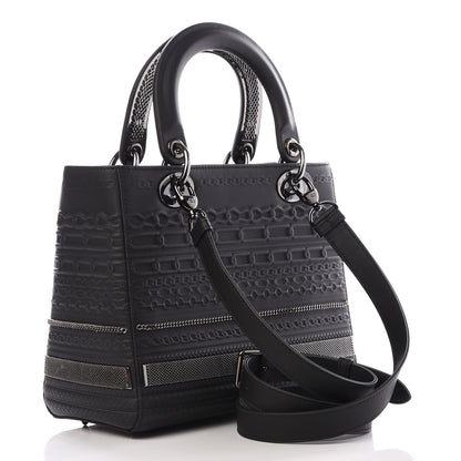 Christian Dior Calfskin Chain Medium Lady Dior Black 2 of 10