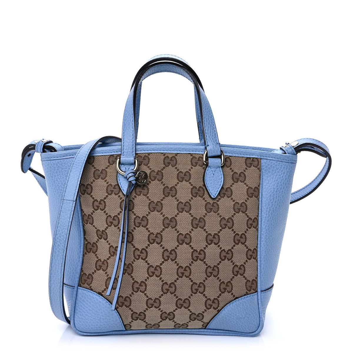 Monogram Dollar Calfskin Small Bree Tote Beige Ebony Mineral Blue