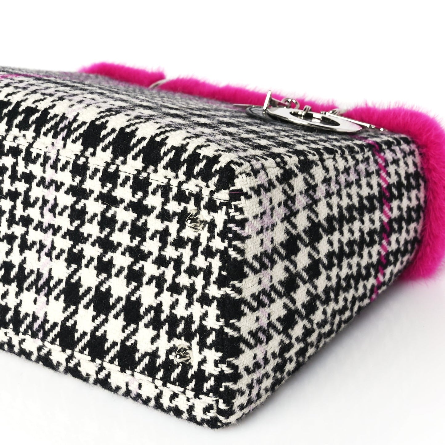 Tweed Crocodile Mink Plaid Medium Lady Dior Black Pink White