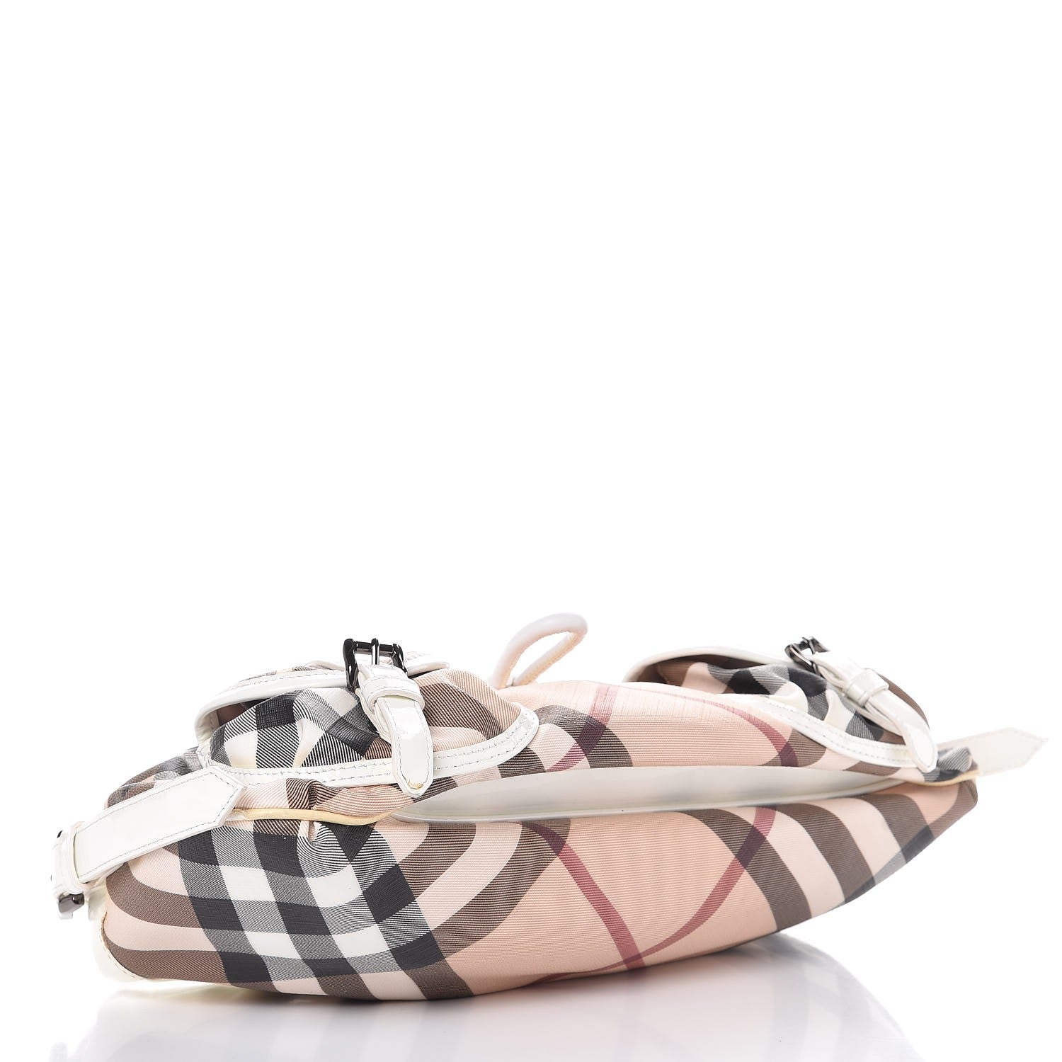 Burberry Patent Supernova Check Front Pocket Small Bag White 4 of 16
