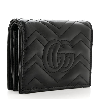 Gucci Calfskin Matelasse GG Marmont Card Case Wallet Black 3 of 8