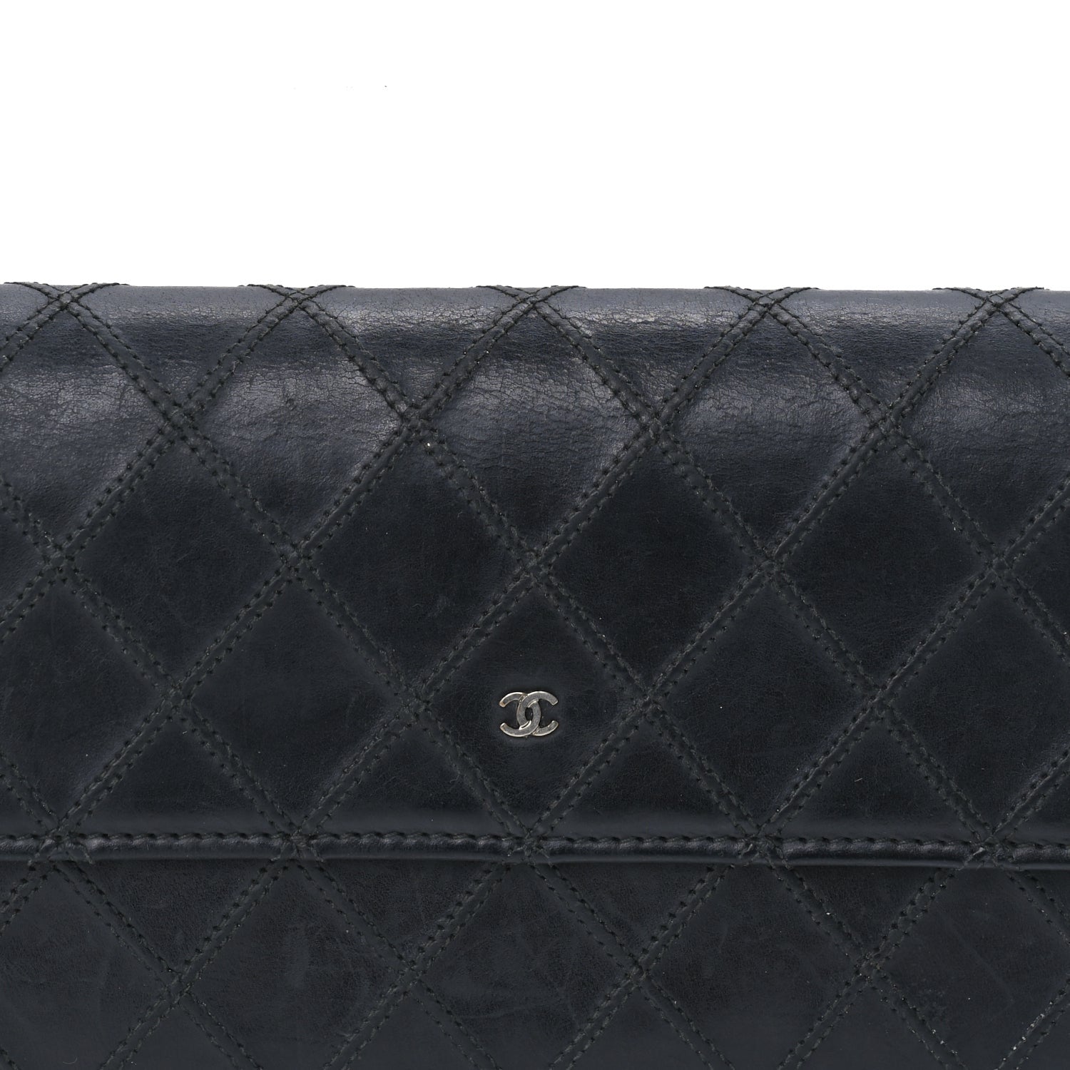 Chanel Calfskin Diamond Stitch Large Gusset Flap Wallet  Black 3 of 7