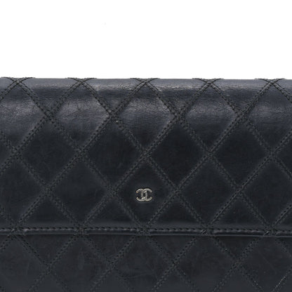 Chanel Calfskin Diamond Stitch Large Gusset Flap Wallet  Black 3 of 7