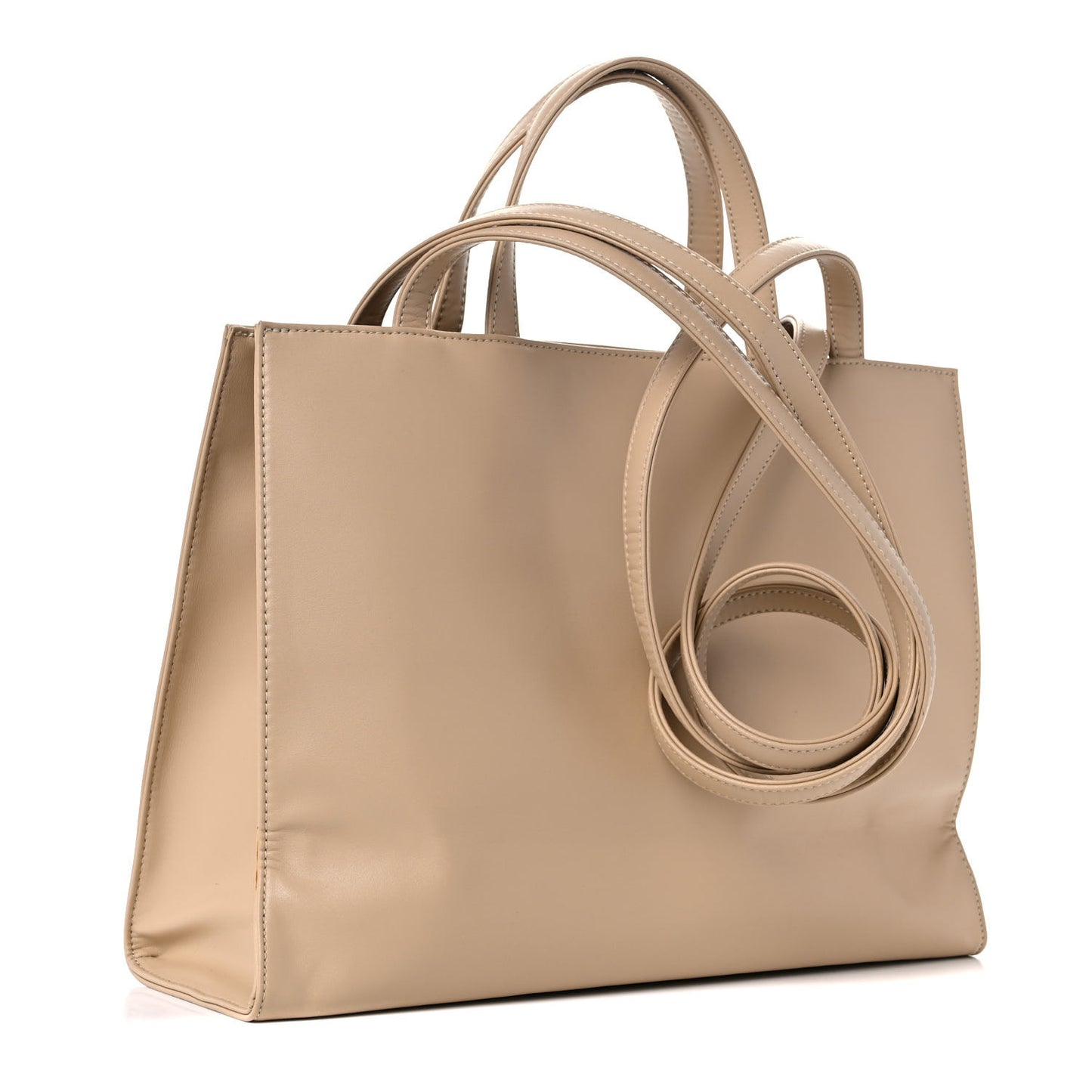 Vegan Leather Medium Shopping Bag Cream