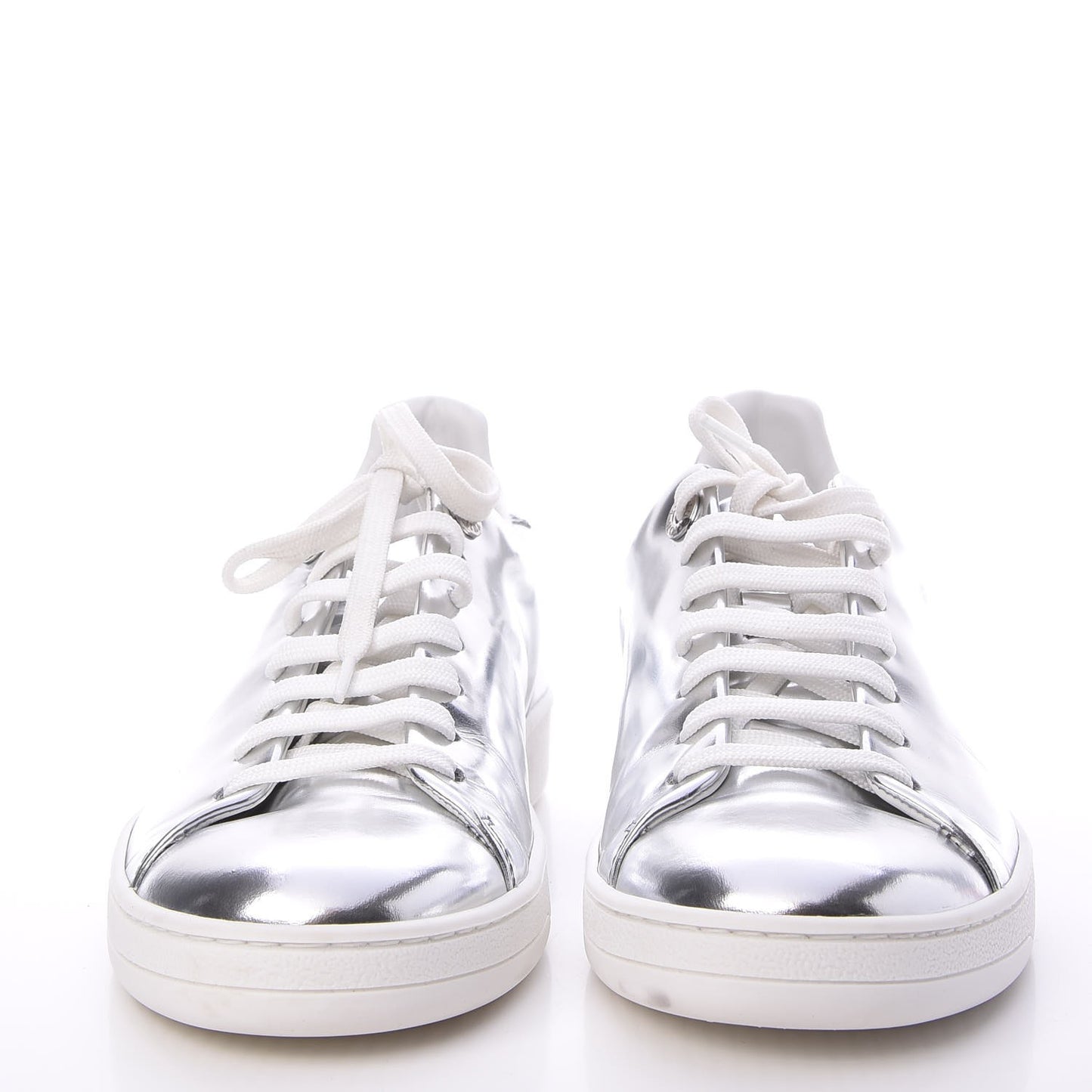 Metallic Calfskin Frontrow Sneakers 37.5 Silver