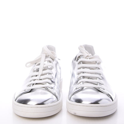 Louis Vuitton Metallic Calfskin Frontrow Sneakers 37.5 Silver 2 of 9