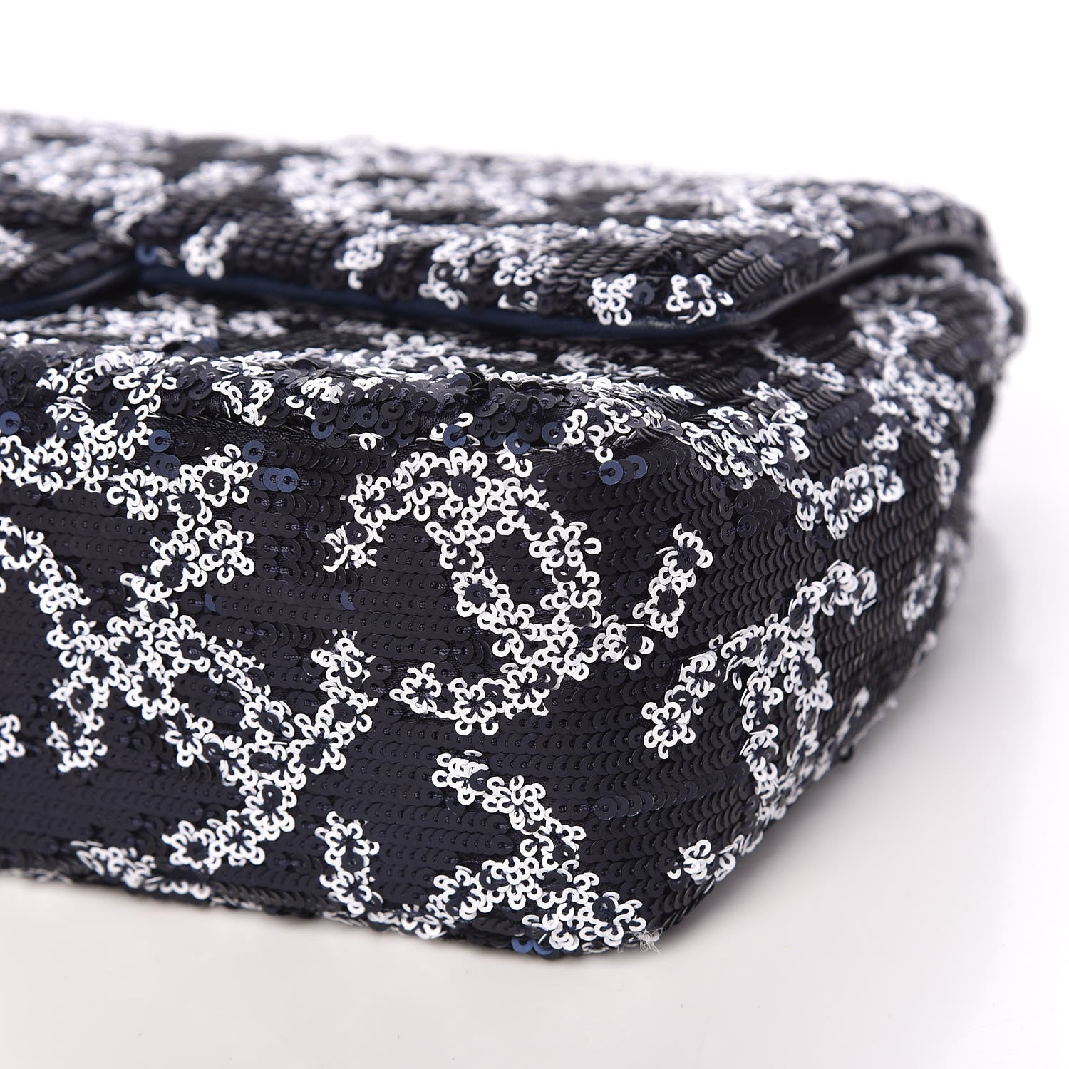 Chanel Lambskin Sequins Medium Single Flap Navy Blue White 9 of 9