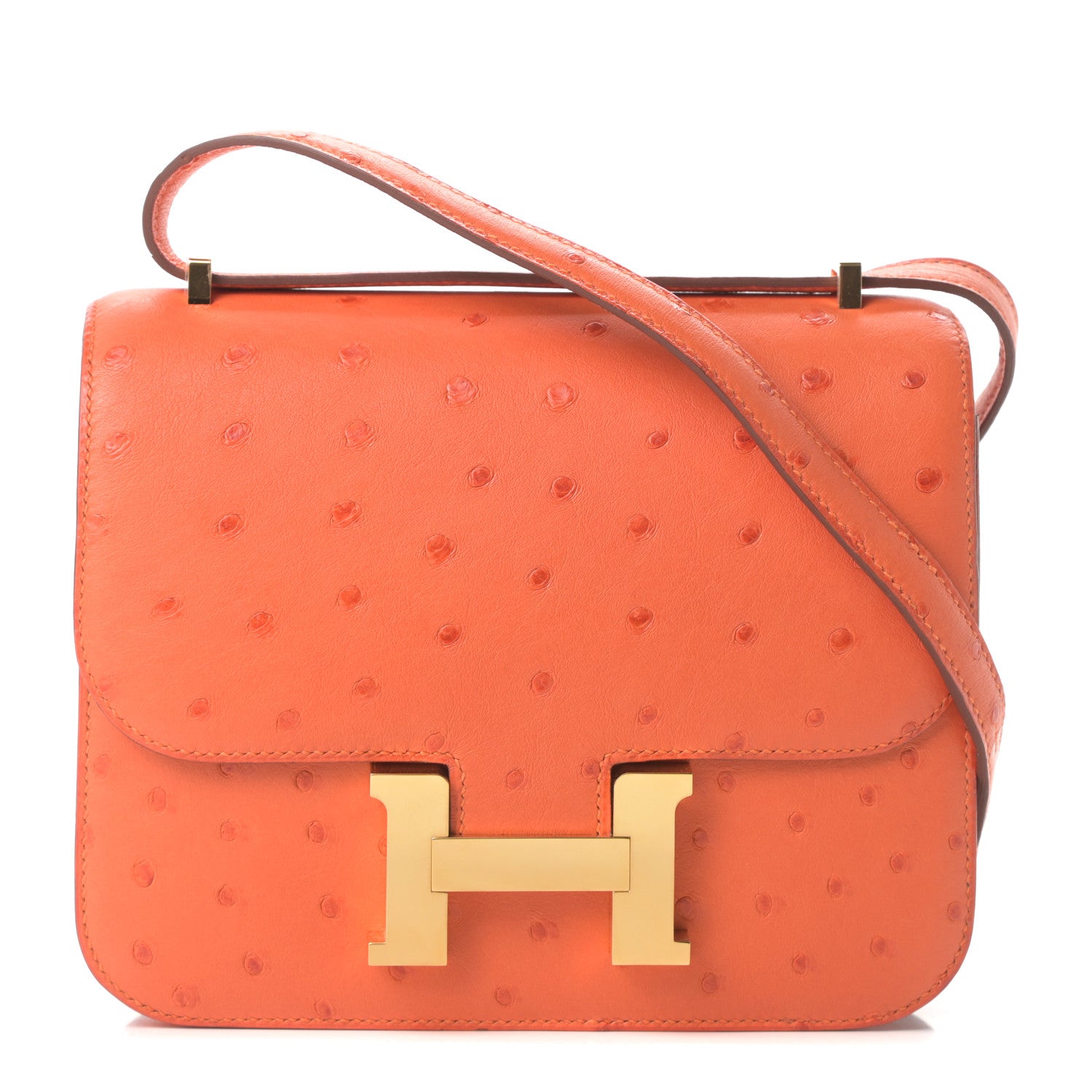 Hermes Ostrich Constance 18 Tangerine 1 of 11