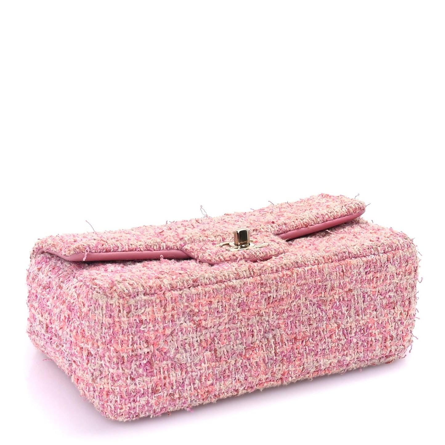 Tweed Quilted Mini Rectangular Flap Pink