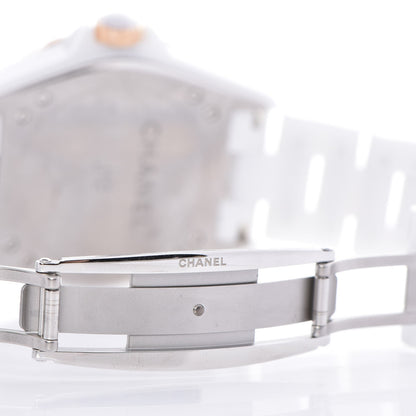 Chanel Stainless Steel 18K Beige Gold Ceramic Diamond 36.5mm J12 Automatic Watch White 4 of 7