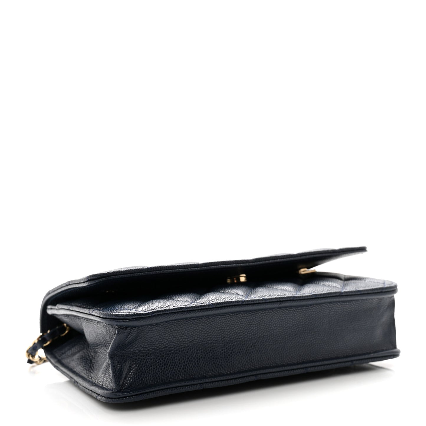 Caviar Quilted Wallet on Chain WOC Navy Blue