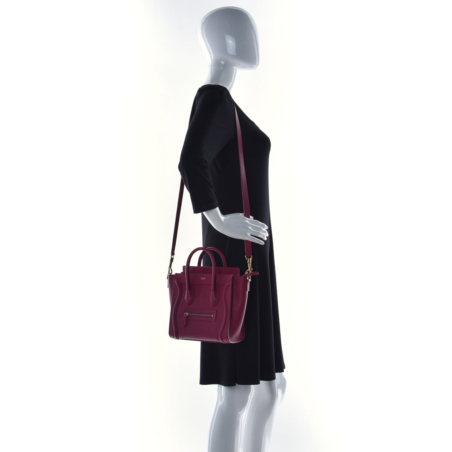 Drummed Calfskin Nano Luggage Rasberry