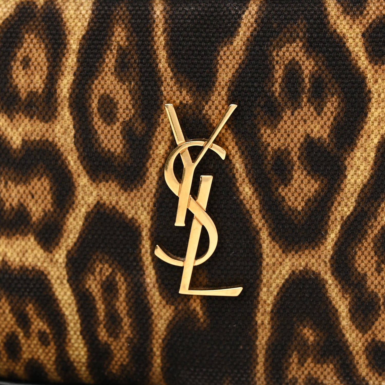 Saint Laurent Canvas Calfskin Leopard Print Monogram Mini Lou Camera Bag Brown 7 of 9