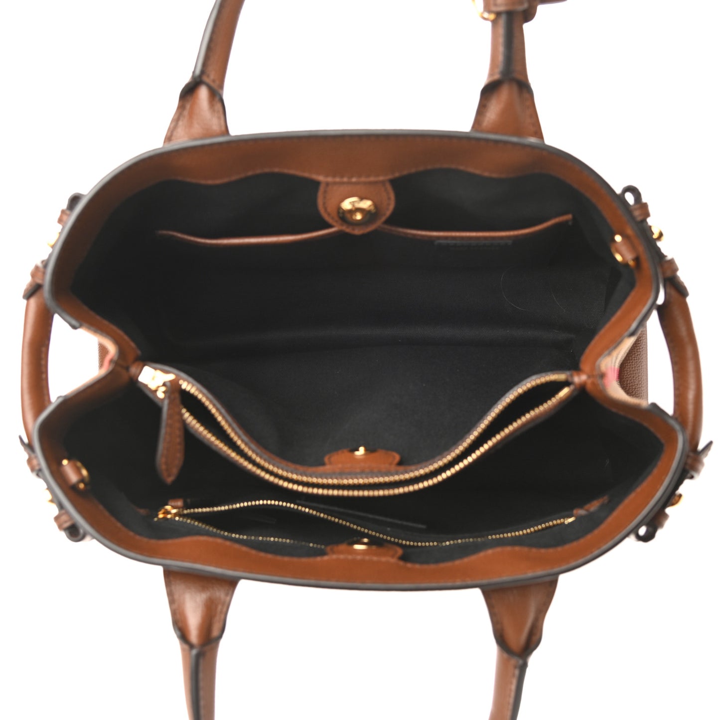 Grainy Calfskin House Check Medium Banner Tote Tan
