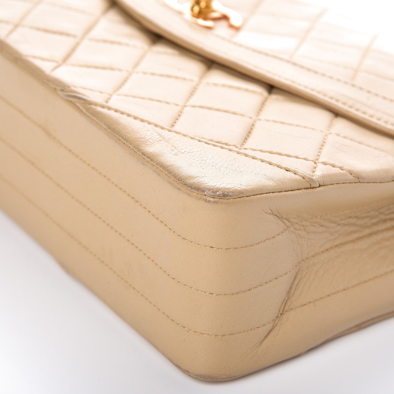 Chanel Lambskin Quilted Medium Single Flap Beige 12 of 14