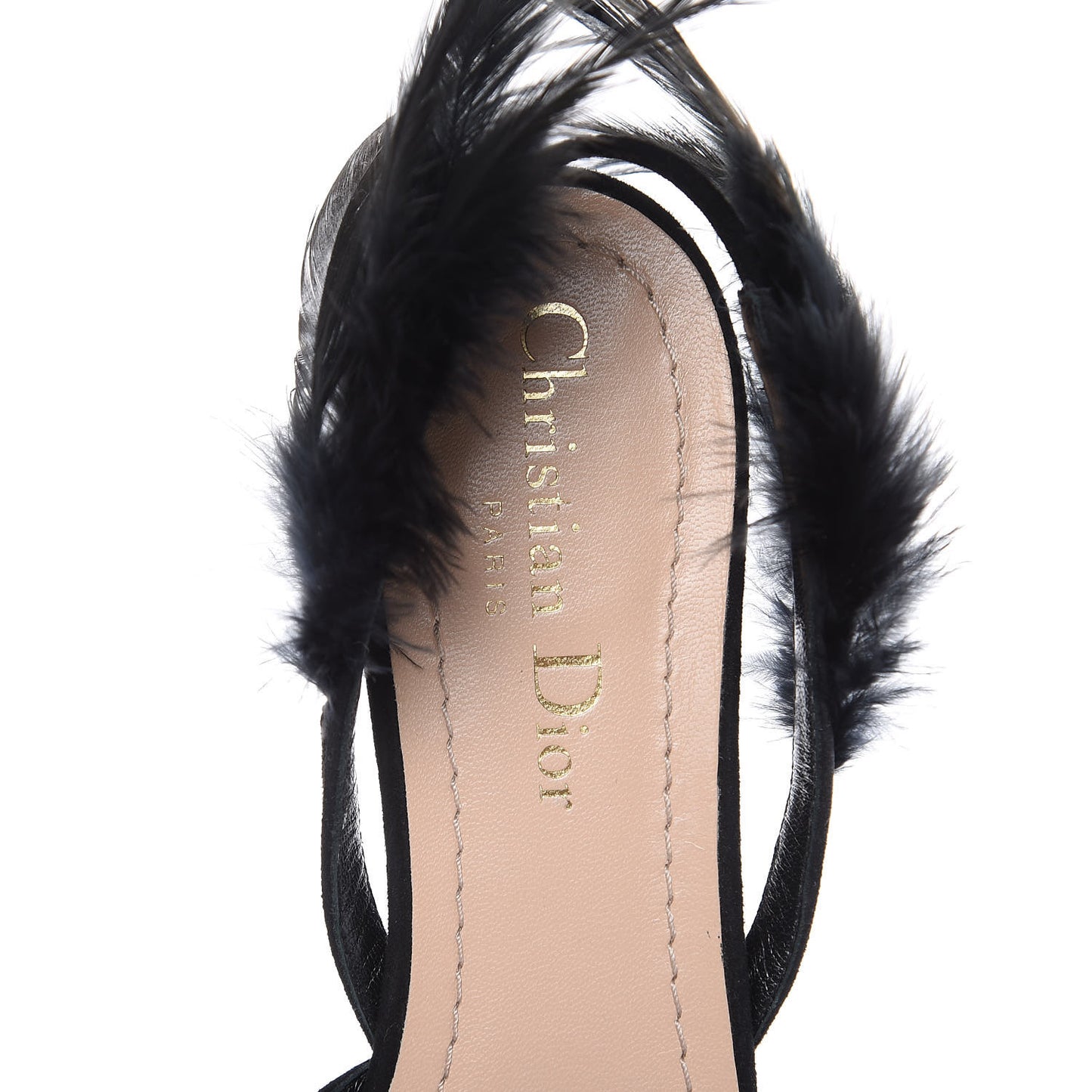 Suede Feather Dior Ethnie Flats 35.5 Black