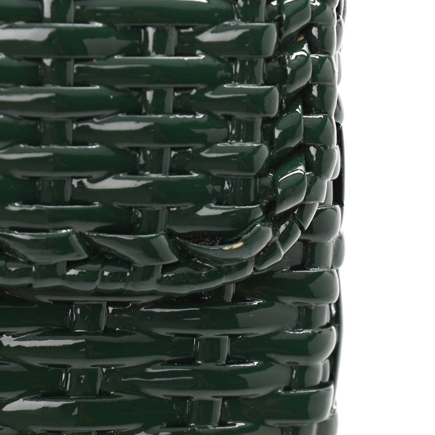 Glazed Wicker Stripe Mini Cestino Shoulder Bag Green