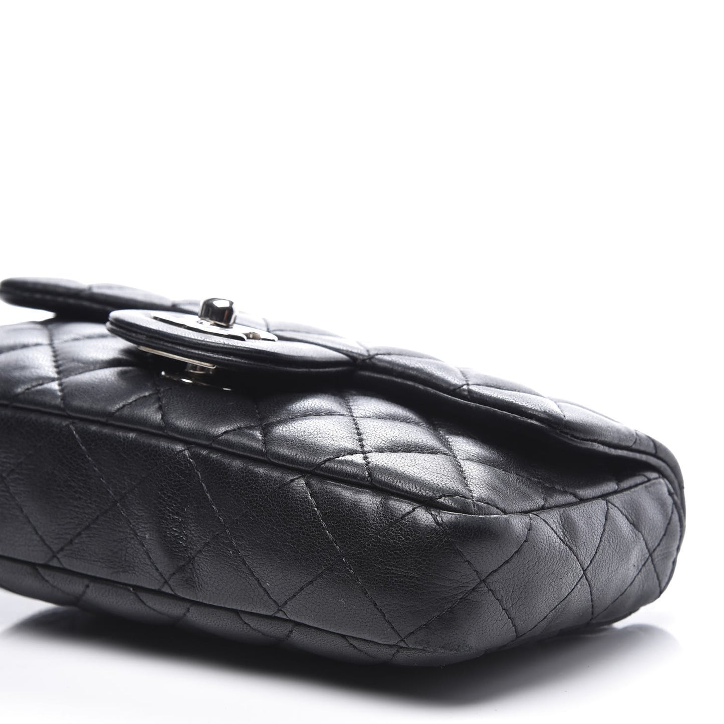 Lambskin Quilted Mini Rectangular Flap Black