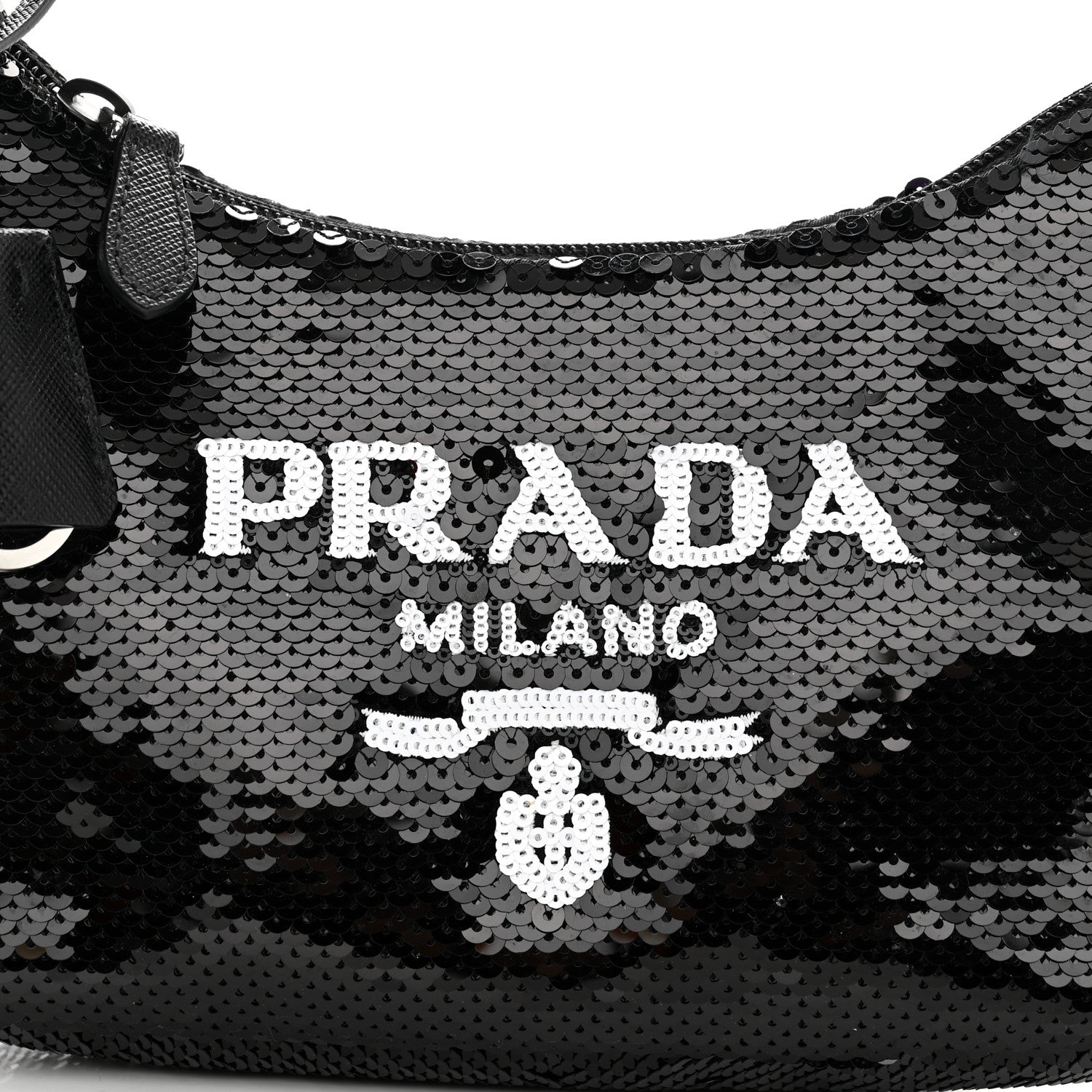 Prada Paillettes Sequin Mini Re-Edition 2000 Bag Black White 9 of 12