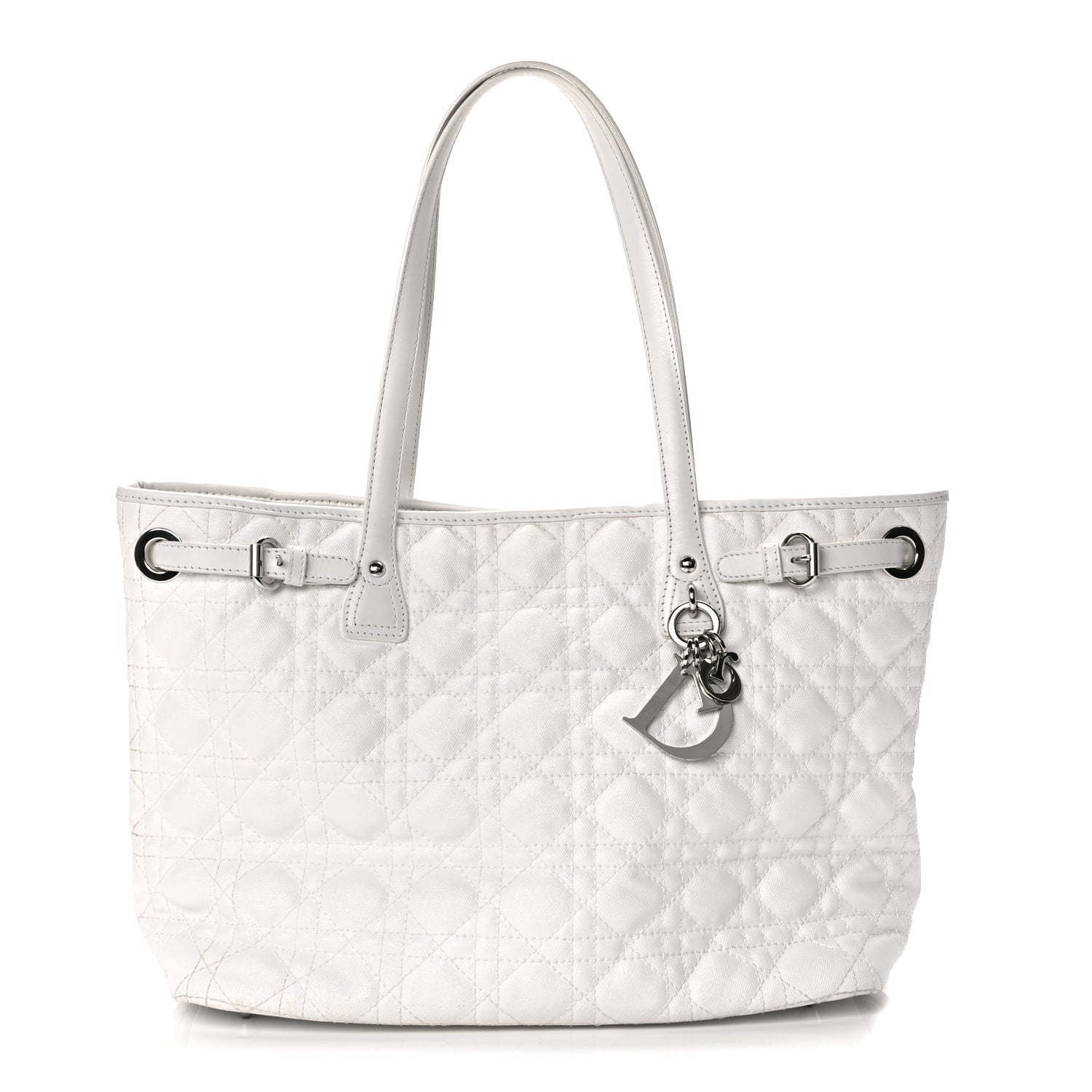 Christian Dior Coated Canvas Cannage Small Panarea Tote White 1 of 8
