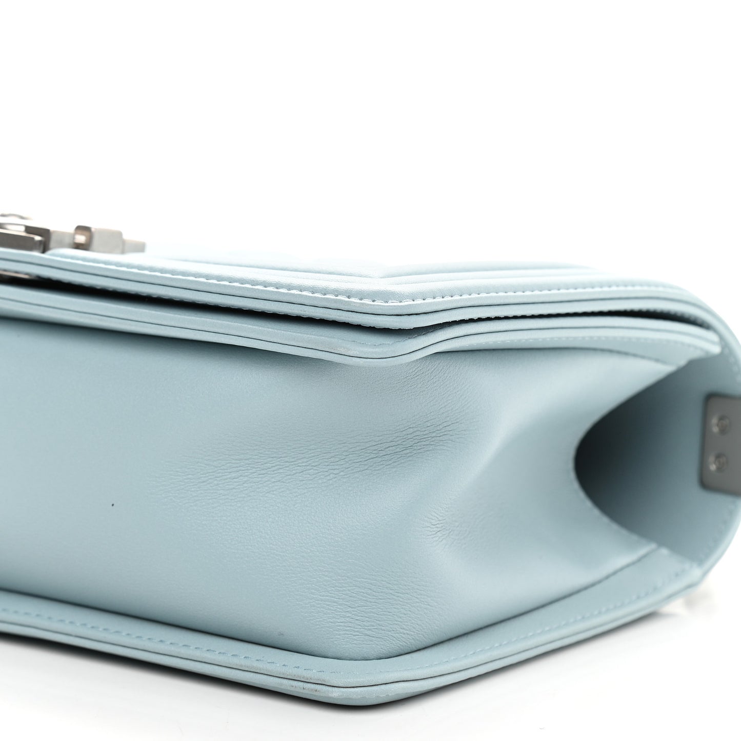 Calfskin Quilted Medium Boy Flap Light Blue