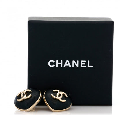 Chanel Lambskin CC Heart Earrings Black Gold 5 of 5