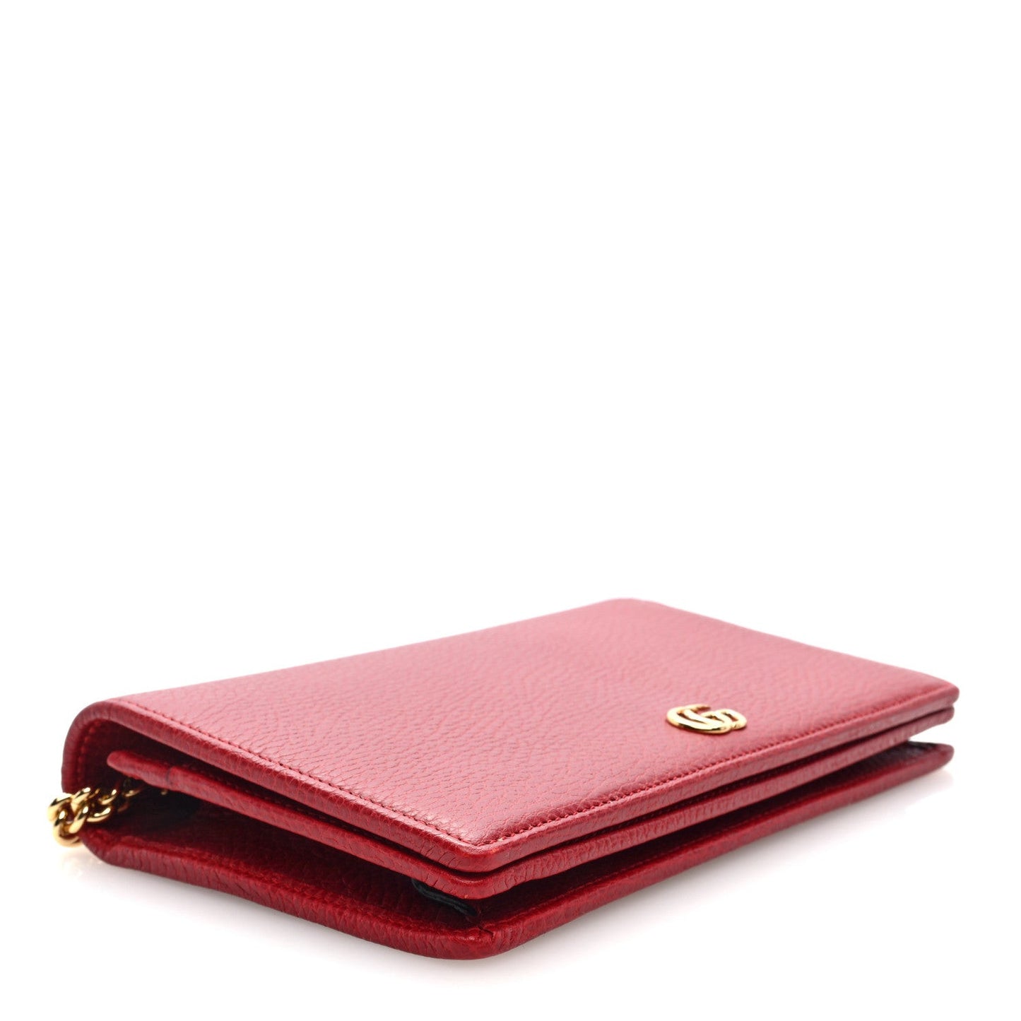 Dollar Calfskin Mini GG Marmont Chain Wallet Hibiscus Red