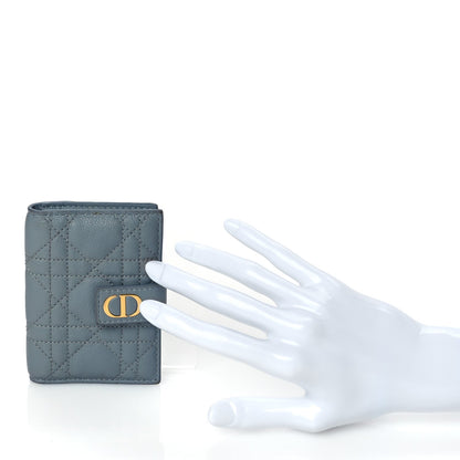 Christian Dior Supple Calfskin Cannage Caro Dandelion Card Holder Cloud Blue 2 of 6