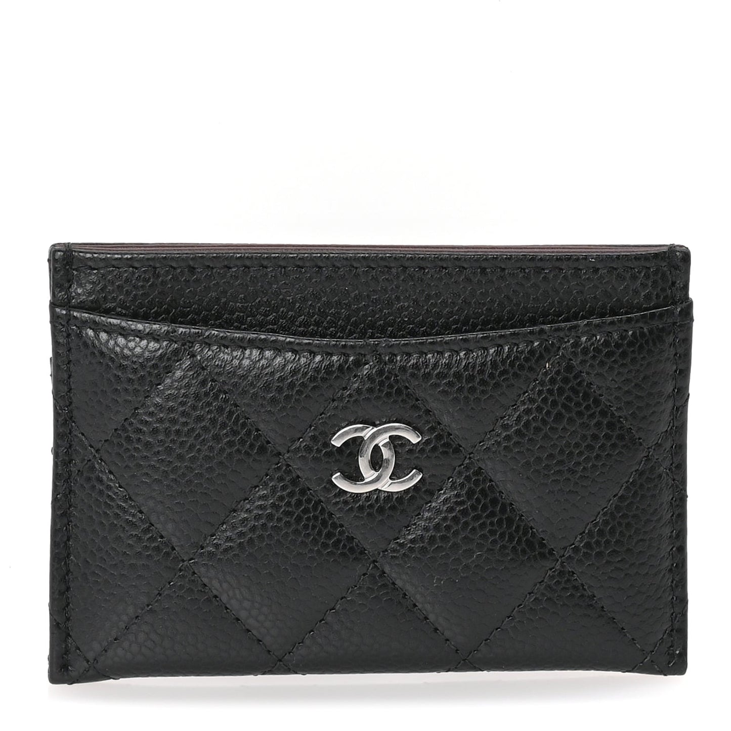 Caviar Quilted Card Holder  Black