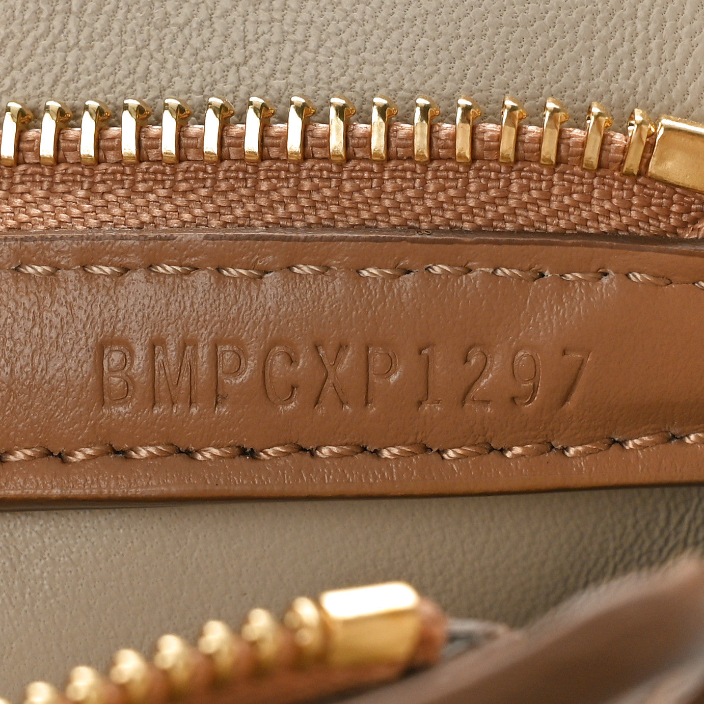 Calfskin Embossed Monogram Zip Pouch Light Camel