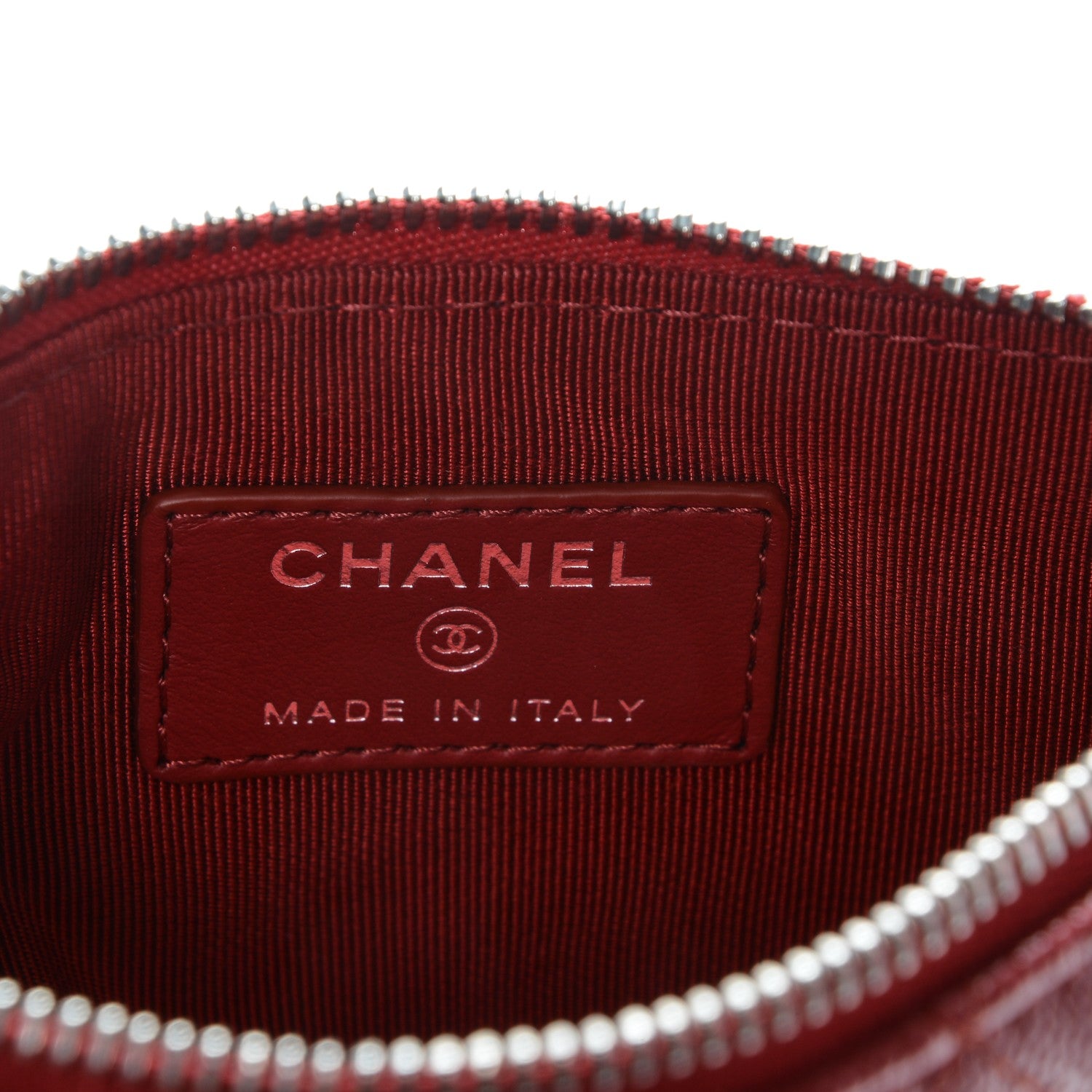 Chanel Caviar Quilted Small Cosmetic Case Dark Red 6 of 7