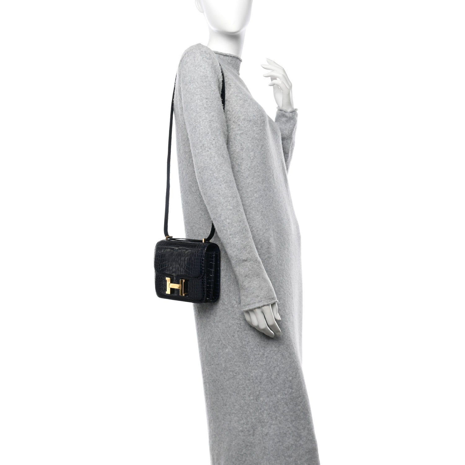 Hermes Shiny Alligator Constance 18 Bleu Baltique 3 of 13