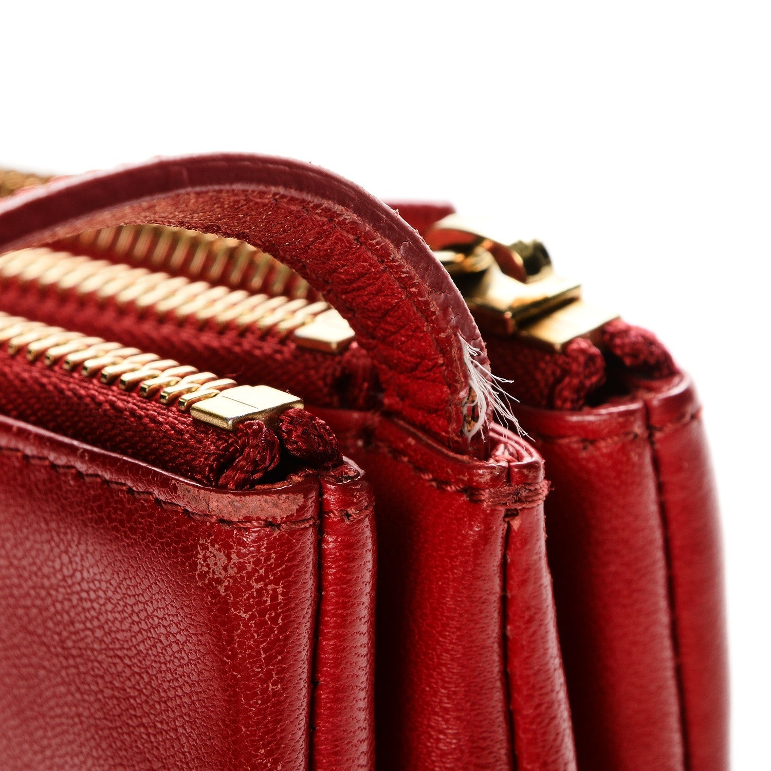 Celine Lambskin Small Trio Crossbody Bag Red 8 of 12